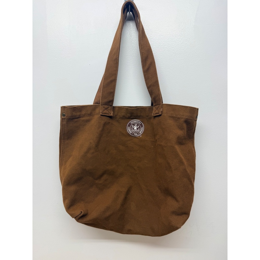 Starbucks Coffee Tea Spices Brown Canvas Tote Bag Pike Place Heritage Logo #62